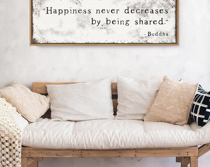 Personalized Happiness Sign - Rustic Vintage Buddha Quote Art