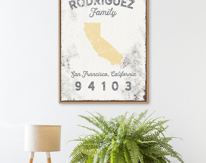 Custom State Sign Personalized With Your Family Name, California Silhouette Wall Art