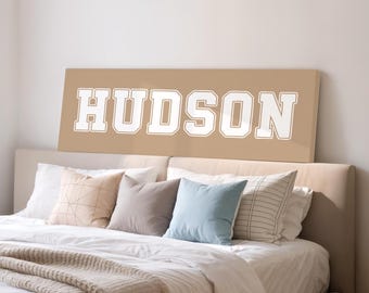 Kids Room Name Sign: Bold Sports Lettering - Latte Beige Decor