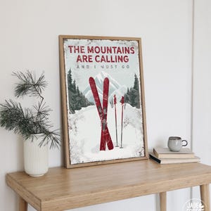 Skiing Wall Art, Ski Lodge Decor, Mountain Wall Art, Custom Vintage Ski Poster, Rustic Cabin Decoration, Gift for Women {vps}