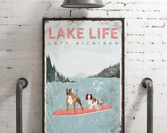 Lake Life Sign: Custom Dog Paddleboard Art (Multiple Sizes & Materials)