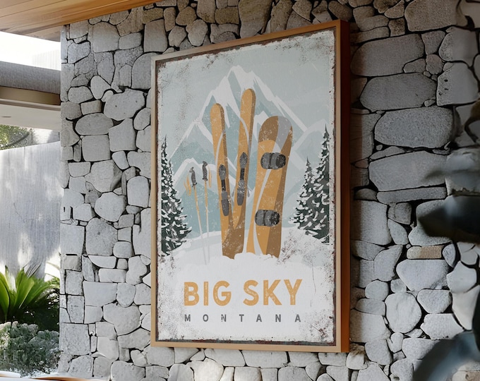 Winter Ski Wall Art: Big Sky Montana Scene (Canvas or Paper)