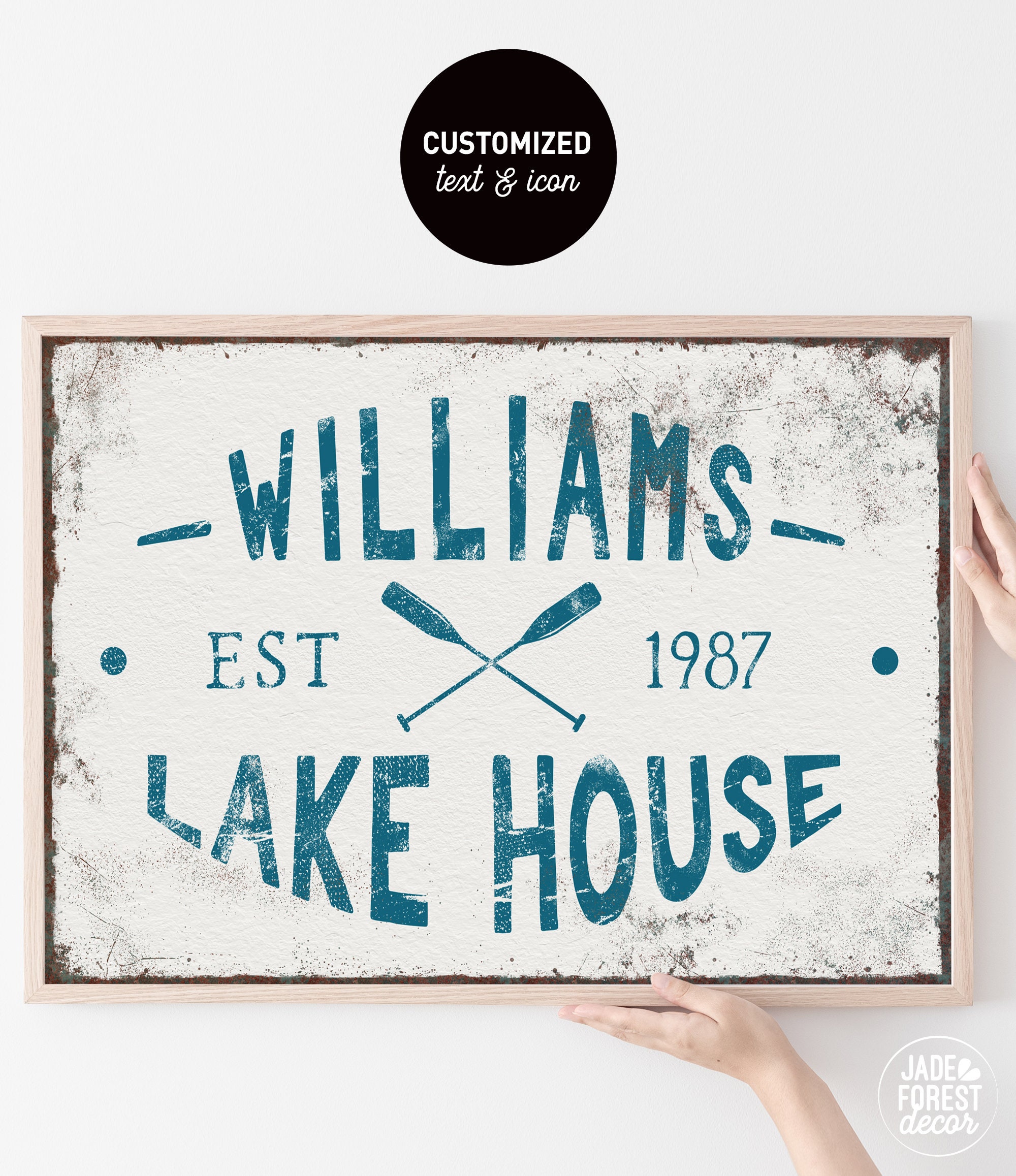 large LAKE HOUSE sign > vintage fishing print with last name for lakehouse  decor, black and white farmhouse wall art, large mouth bass fish