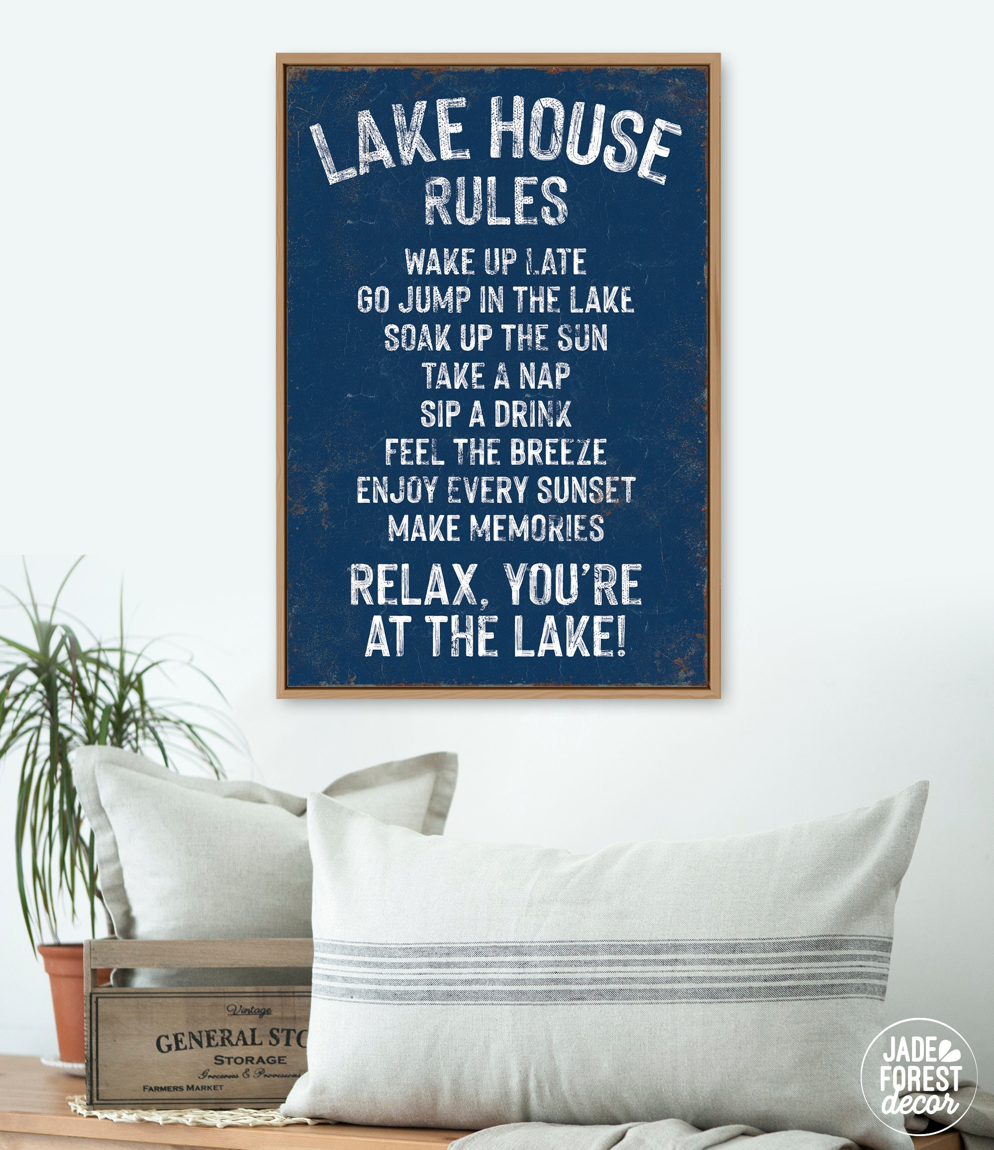 Life is Better at the Lake Sign, Sunset Colors, Vintage Lake House D