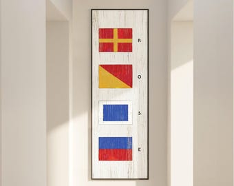 Maritime Decor Wall Sign Spelling Your Family Name In Nautical Signal Flag Squares