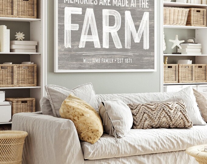 Farmhouse Wall Sign, Weathered Wood Look (Custom Name & Year)
