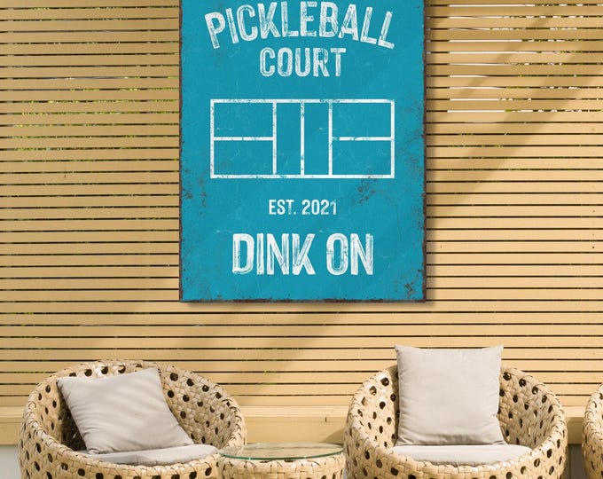 Personalized Pickleball Court Sign: Custom Name, Year, Blue & White