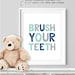 Brush Your Teeth Poster / Wall Art Print DIY / Bathroom Sign, NAVY MINT ...