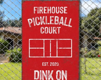 Personalized Pickleball Court Sign: Custom Name, Year, Red & White