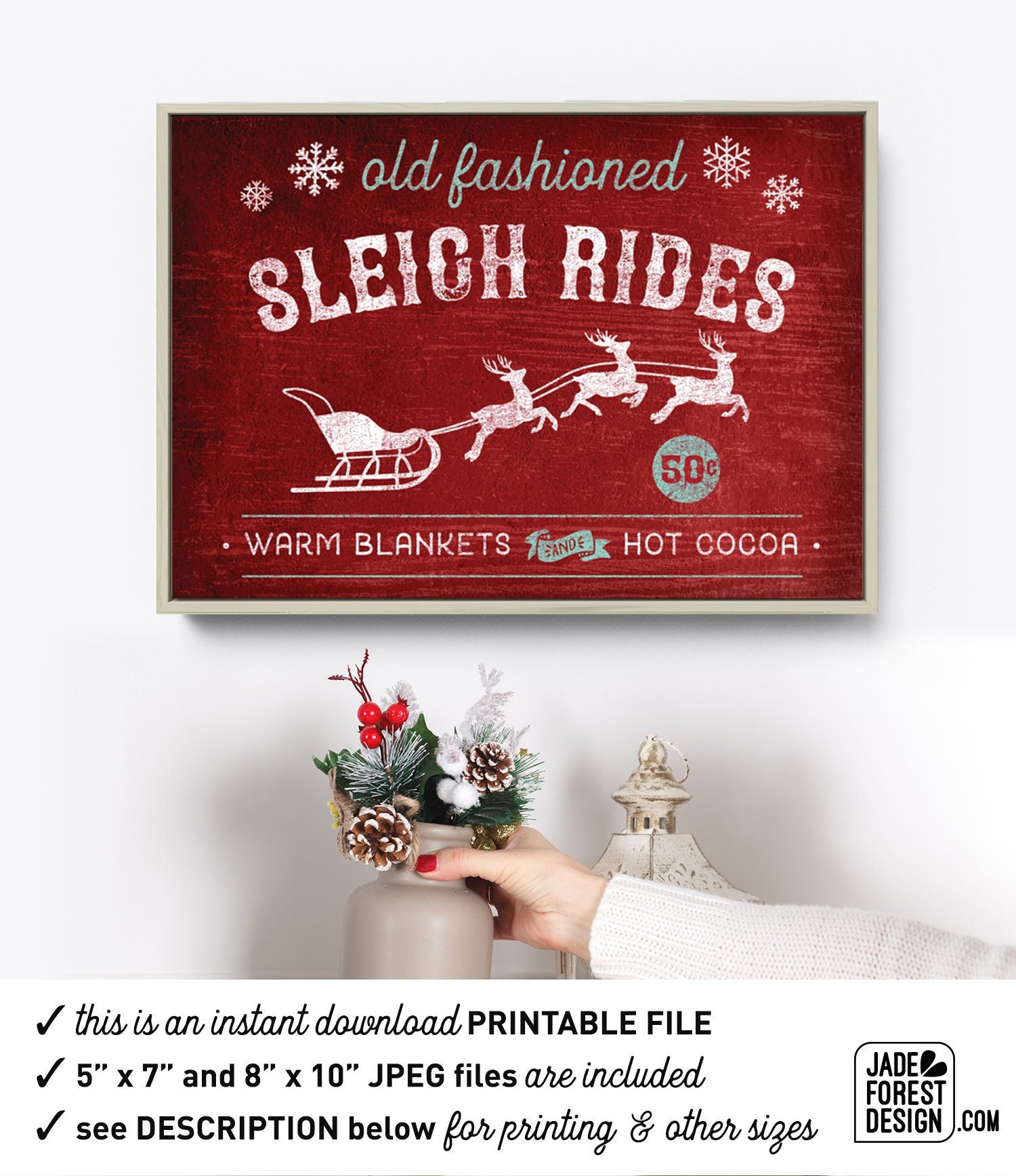 SLEIGH RIDES sign instant download printable file modern | Etsy