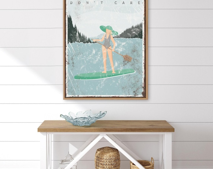 Custom Lake House Sign: Mint Green, Vintage Style - Paddleboard Theme