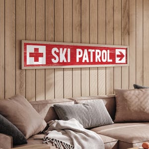 Custom Ski Trail Name Sign, Ski Patrol Ski Sign, Can Be Personalized, Painted Wood Style, Red Ski Slope Signs, Gondola Lifts {stn}
