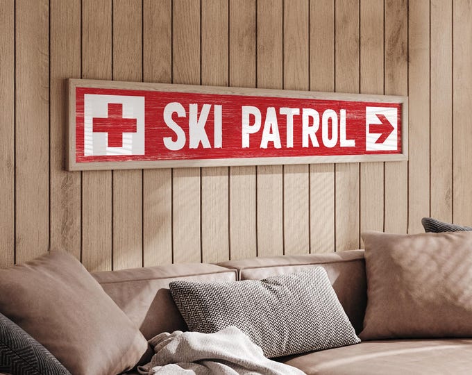 Custom Ski Trail Name Sign, Ski Patrol Ski Sign, Can Be Personalized, Painted Wood Style, Red Ski Slope Signs, Gondola Lifts {stn}