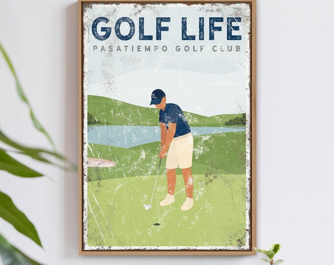 Custom Golf Life Sign - Vintage Look with Personalized Text