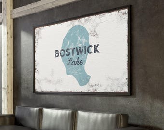 Custom Lake House Sign - Vintage Canvas with Rustic Frame