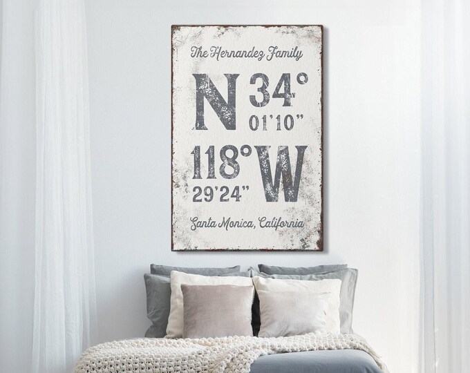 Coordinates Wall Decor: Custom Family Name Print (Canvas, Paper, or Aluminum)
