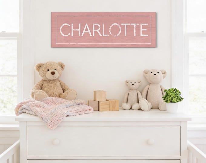 Personalized Name Wall Art: Rustic Pink Faux Wood for Girls' Room
