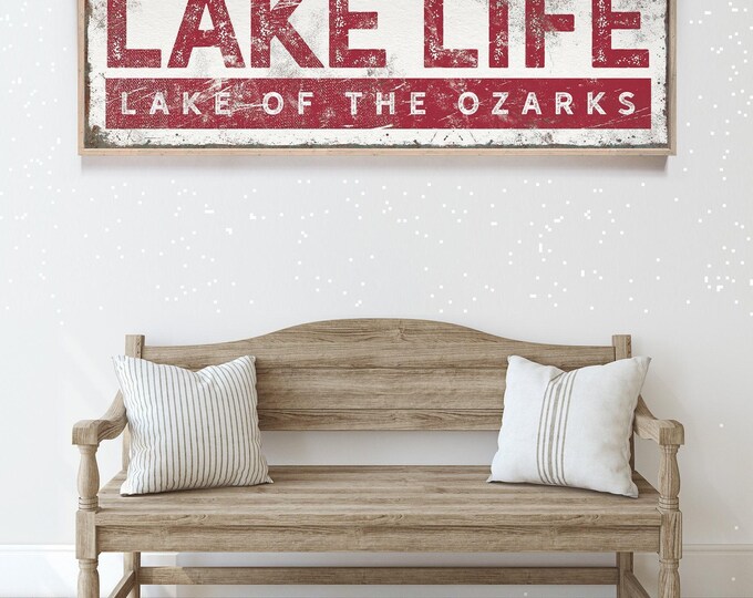 Lake Life Canvas Sign, Retro Red (Personalized, Multiple Sizes)
