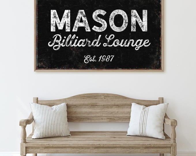 Custom Family Name Sign: Vintage Pool Room Wall Art