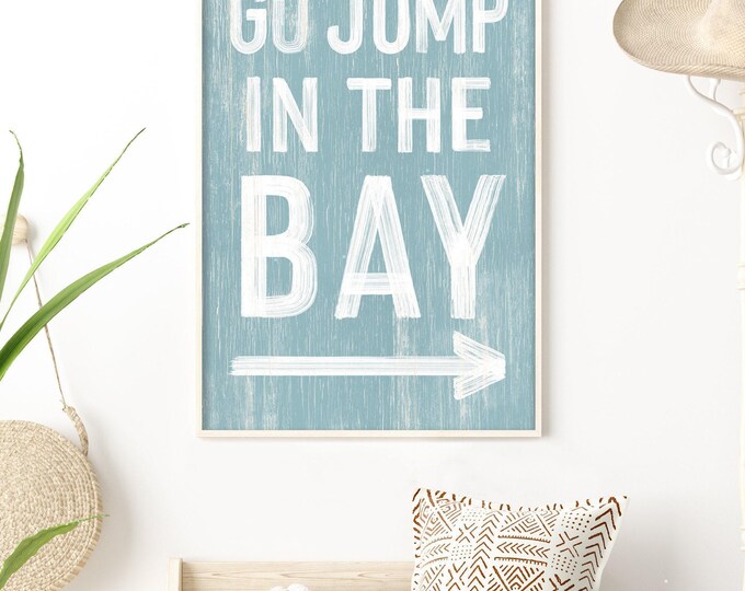 Directional Bay Sign: Vintage Style Wall Decor (Canvas or Aluminum Options)