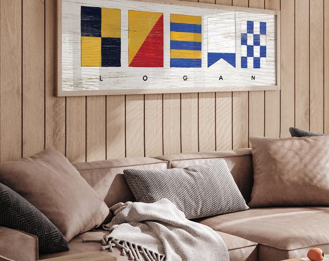 Maritime Wall Art Spelling Your Own Name In Colorful Nautical Signal Flags