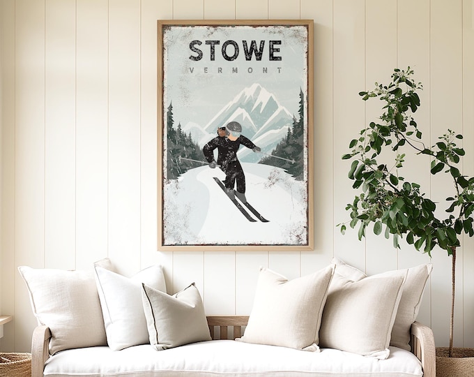 Vintage Ski Sign: Personalized Rustic Winter Lodge Art