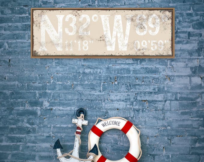 Farmhouse Canvas Wall Art, Custom Coordinates, Vintage Style (Multiple Sizes)