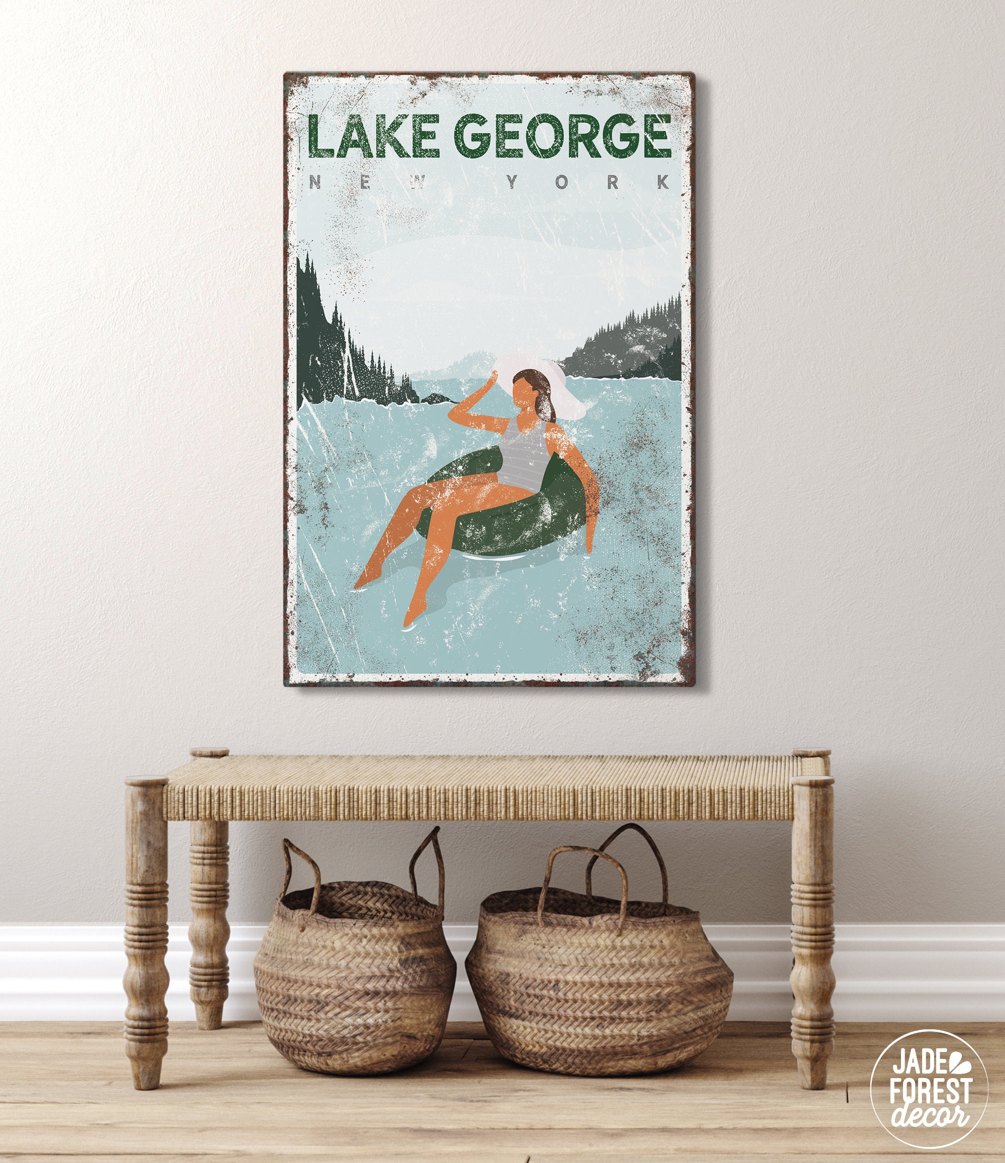 Custom LAKE LIFE Poster Lake of the Ozarks Coastal Decor, Self Care Gift on  Floatie Tube, Natural Forest Green Lake House Art Print VPL 