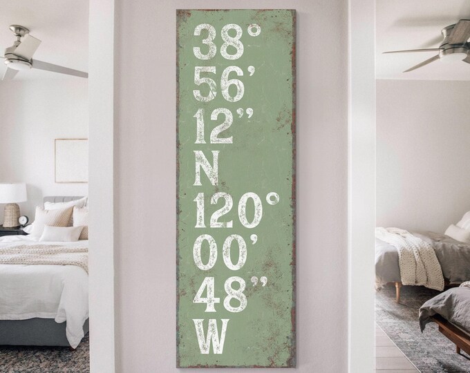 Vintage Coordinates Wall Art - Seagrass Green Canvas Print