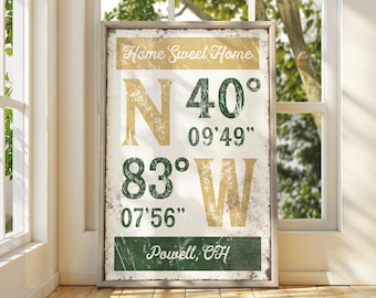 Coordinates Wall Hanging: Custom Address Art (Canvas, Paper, Aluminum)