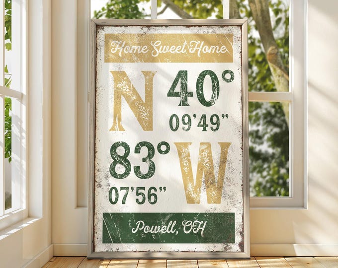 Coordinates Wall Hanging: Custom Address Art (Canvas, Paper, Aluminum)