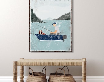 Boating with Dog Sign - Personalized Lake House Wall Art