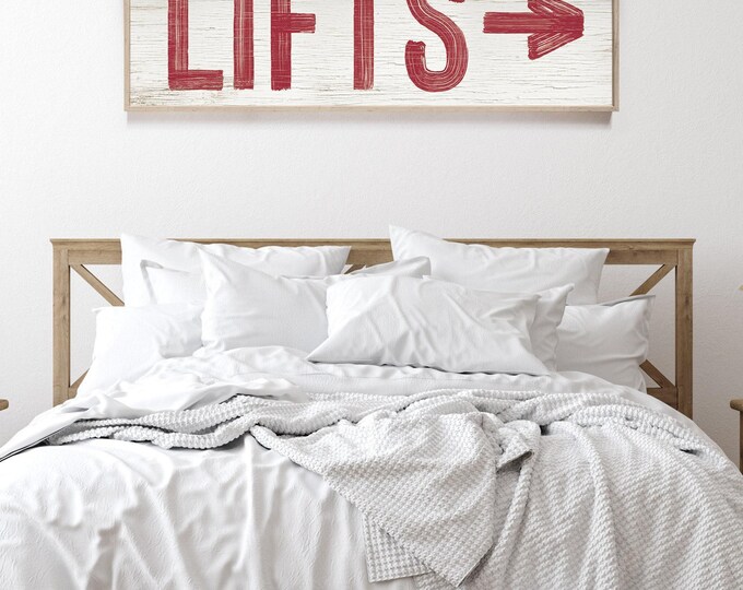 Vintage Ski House Sign: Red and White Arrow, Custom Direction