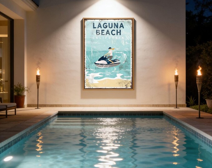 Jet Ski Sign, Custom Beach Name Wall Art, Navy Coastal Beach House Decor Gift