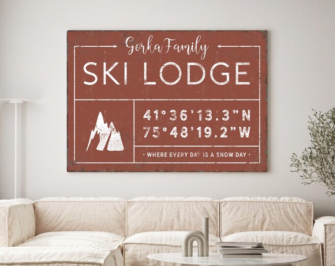 Personalized Mountain Retreat Sign: Family Name & Coordinates