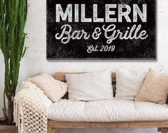 Family Name Canvas Sign, Modern Farmhouse Rustic (Custom Text & Year)