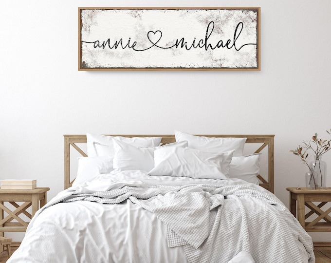Annie Michael Couple Sign, Personalized Names Heart Art, Anniversary Wedding Gift