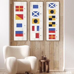 Picture of Vertical Nautical Flags Sign, Custom Last Name Sign Using Nautical ...