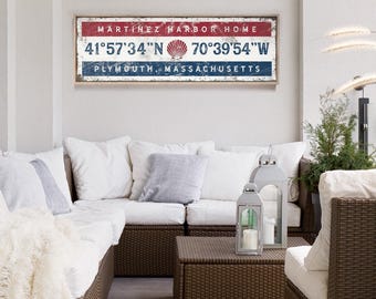 Nautical Decor With Your Own Coordinates, Established Year, Scallop Shell Icon