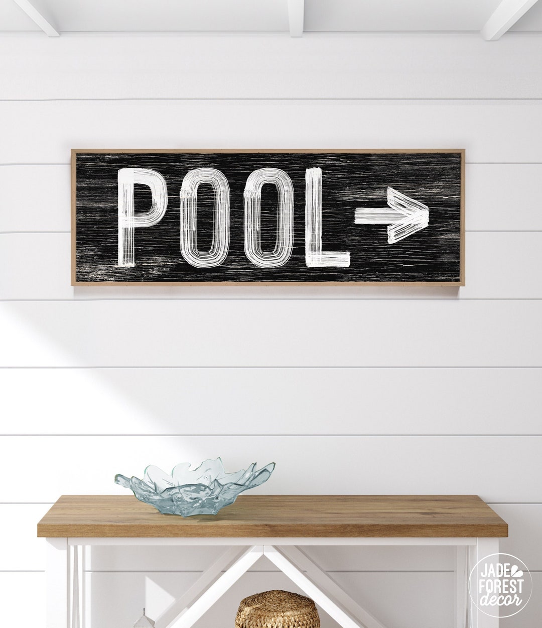 Vintage Black POOL Sign With Arrow > Black and White Swimming Pool Art ...