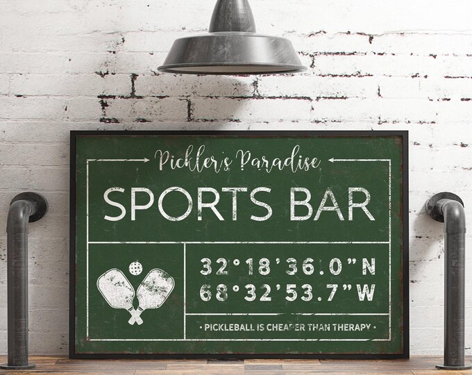 Pickleball Wall Art: Custom Coordinates and Name (Multiple Sizes)