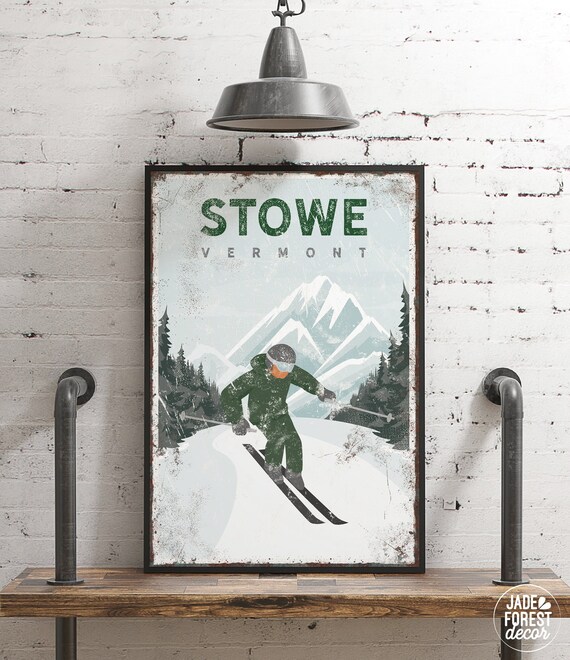 Custom STOWE Poster vintage Vermont Ski Mountain Wall Art - Etsy Ireland