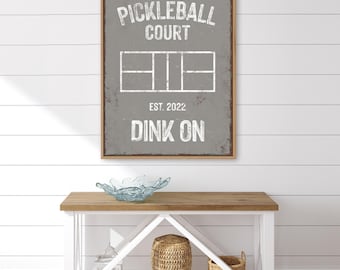 Personalized Pickleball Court Sign - Custom Name, Year, Gray and White