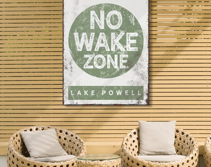 Lake House Sign: No Wake Zone Design - Distressed Canvas Print