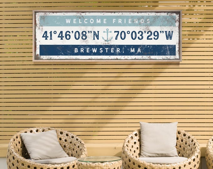 Coordinates Wall Art: Custom GPS Latitude & Longitude - Nautical Theme