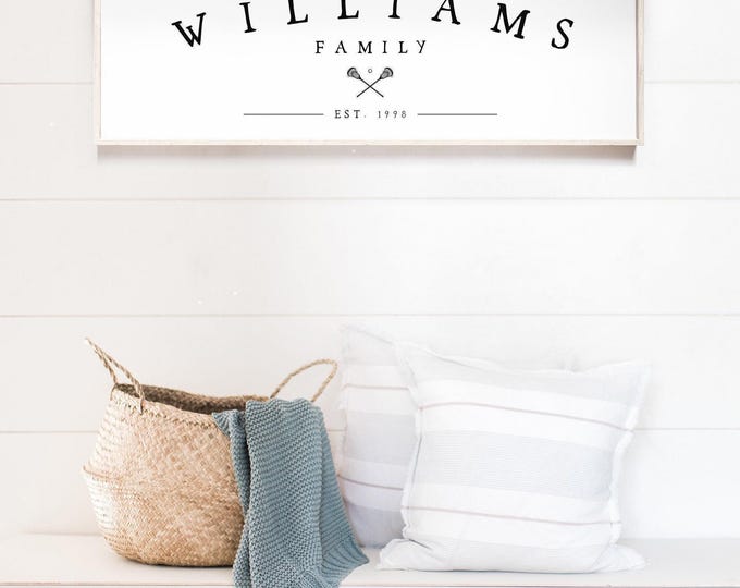 Family Name Wall Sign: Lacrosse Theme - Custom Canvas or Metal