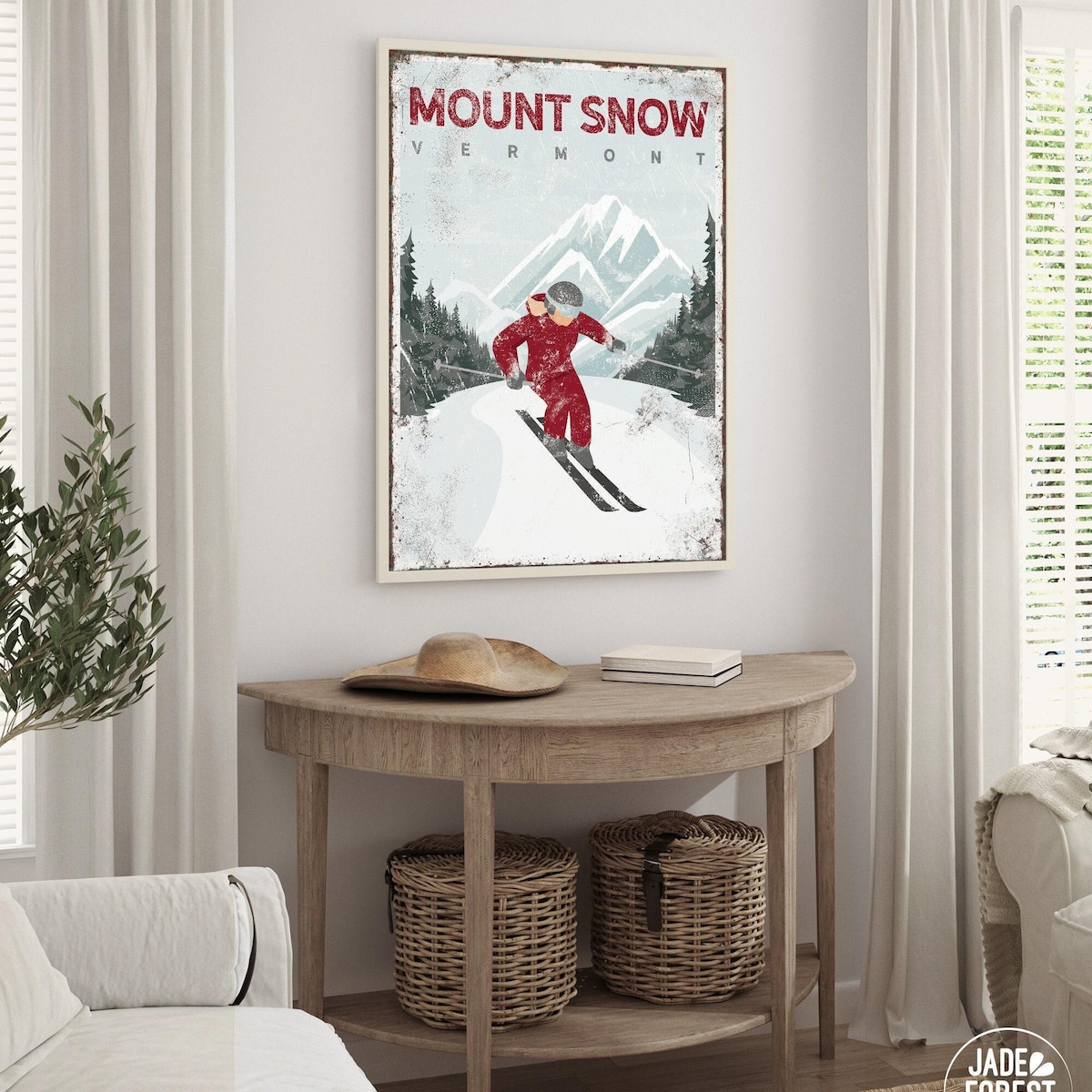 Custom MOUNT SNOW Poster, Maroon Vermont Ski Mountain Wall Art, Vintage Ski Mountain Canvas, Ski Gift for Boyfriend, Ski House Decor {vpw} - Etsy