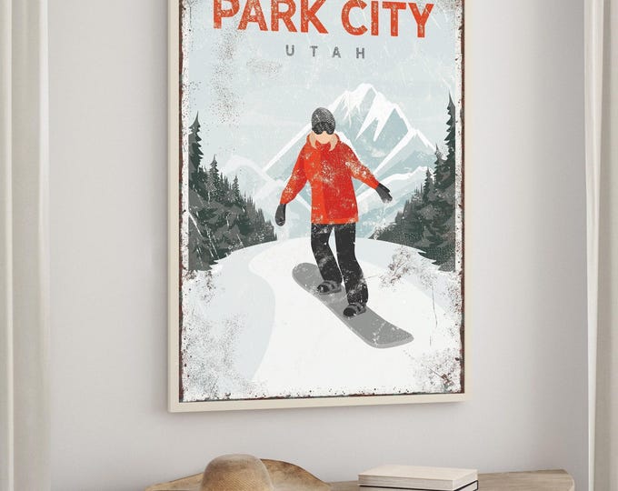 Custom Snowboard Wall Art: Vintage Mountain Print - Rustic Lodge Decor