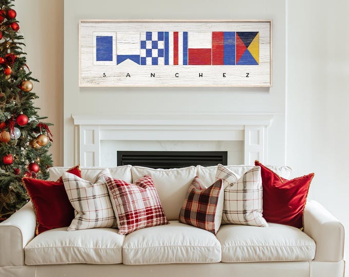 Nautical Sign Spelling Your Family Name In Signal Flags, Custom Boat House Decor