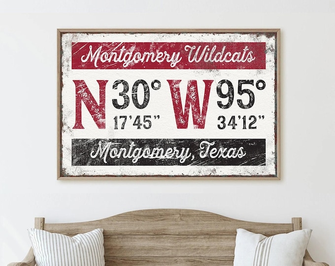 Custom Nautical Coordinates Canvas Print, Rustic Farmhouse Decor